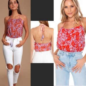 NWT Free people Liza floral halter bodysuit L